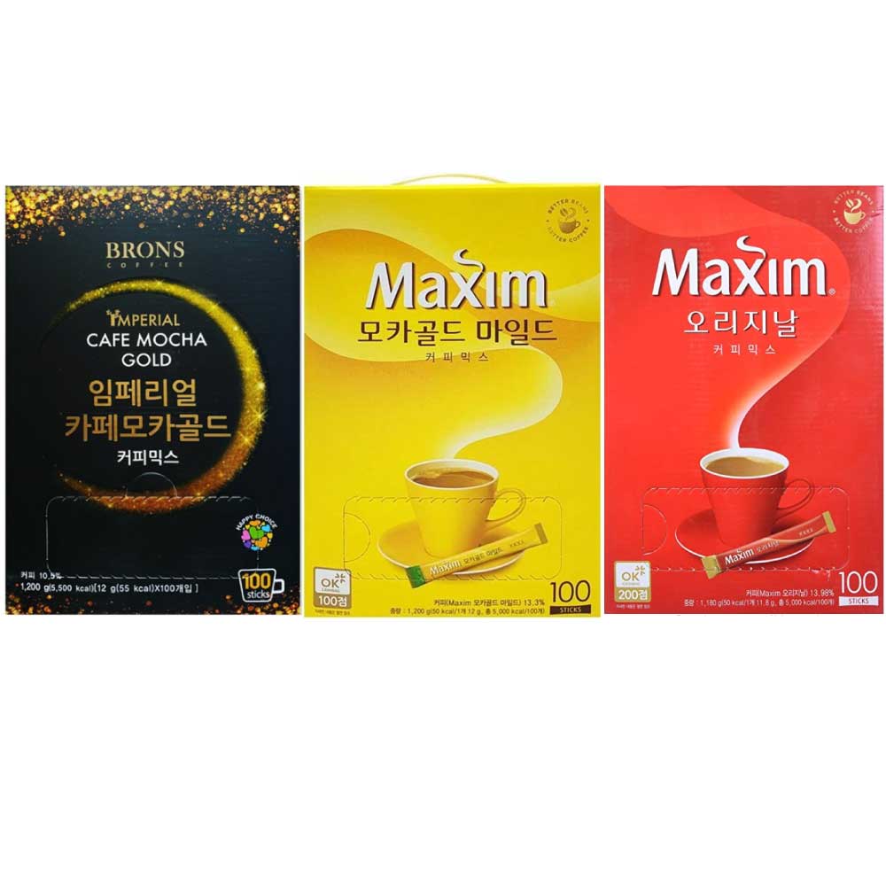 韓国コーヒーミックス(100本入り) 3種からお選び 2セット モカゴールド オリジナル インペリアル カフェモカゴールド　『メクシム』韓国食品/モカ/100本入り /マキシム/韓国コー