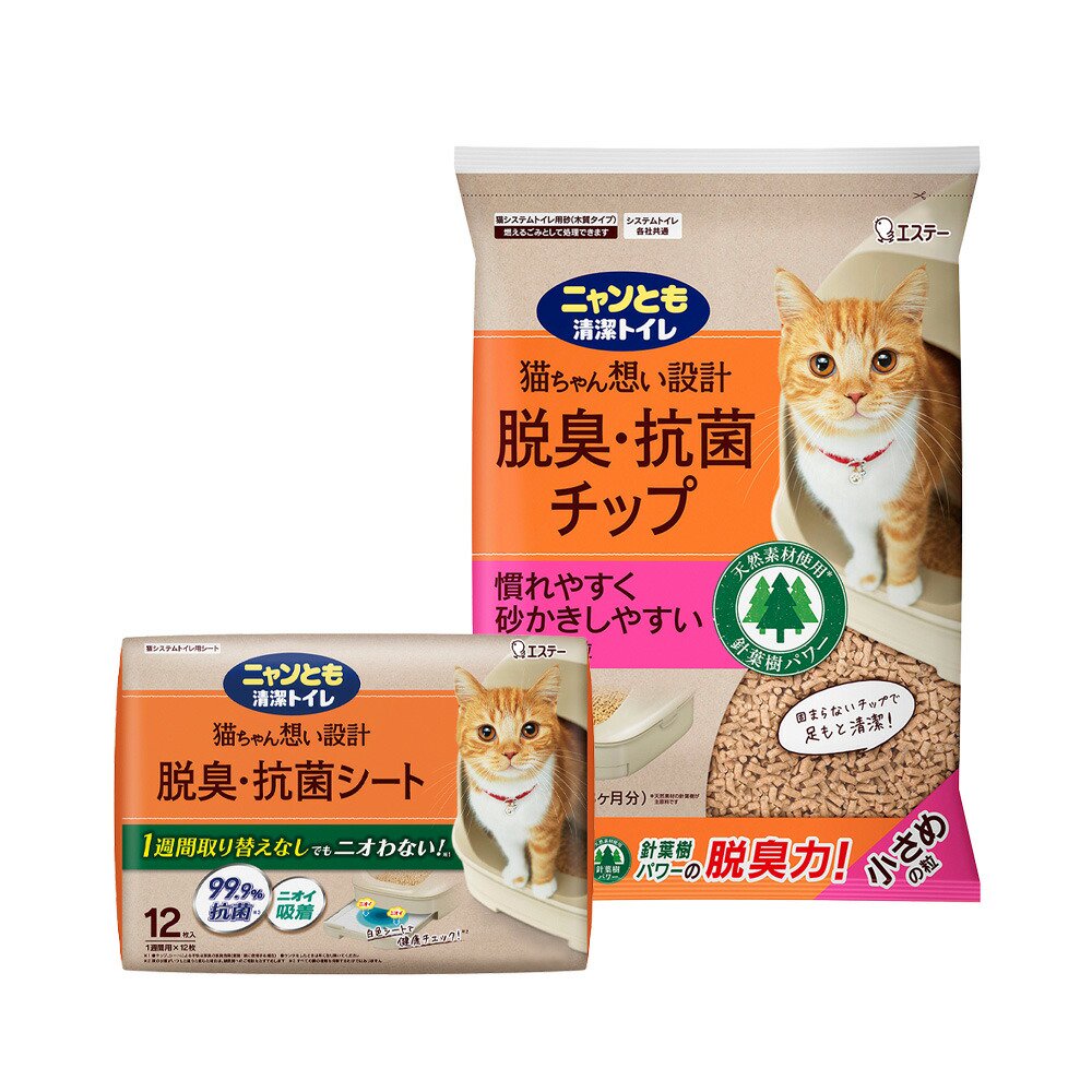ニャンとも清潔トイレ　脱臭・抗菌シート　１２枚　＋　脱臭・抗菌チップ　小さめの粒　４．４ＬX２　ＣＲＣ30―11―40―20―00 4,877円