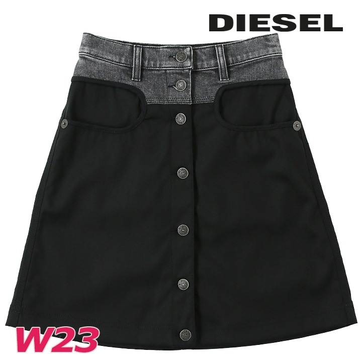 デニム切替ミニスカート レディース O-LIA 異素材切替 フロントボタン die-l-s-e8-p1m