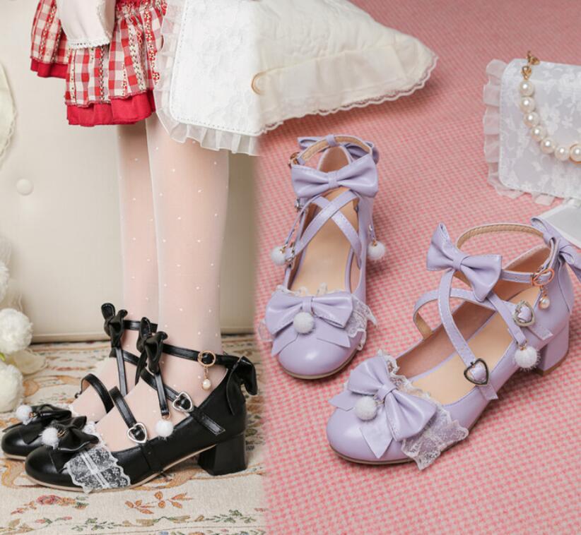 【新作登場 最安値】ロリータ靴 レディース 靴 美脚 ゴスロリ 可愛い かわいい Lolita コスプレ靴 お出かけ お揃い 文化祭 お茶会 20cm-26cm