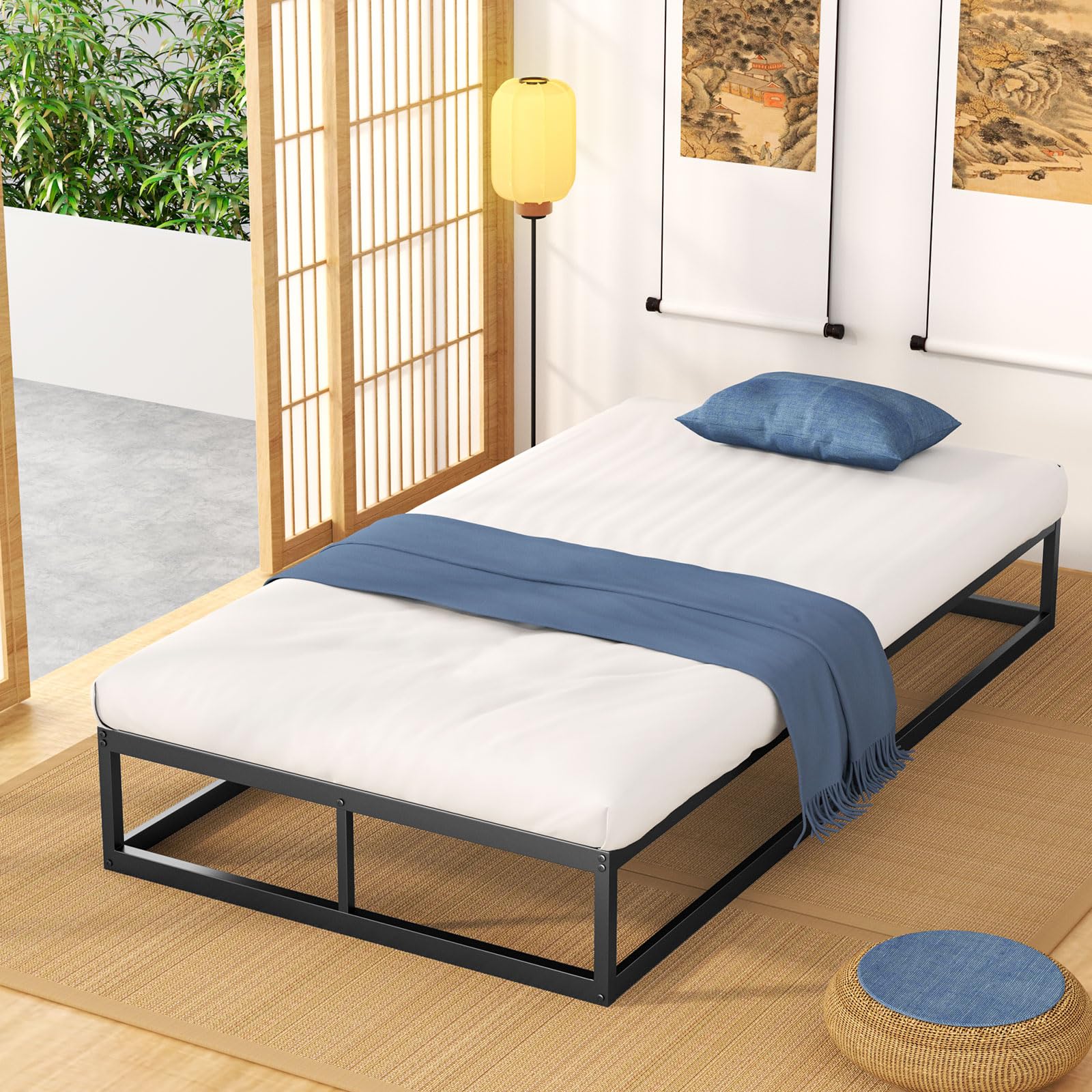 [耐荷重300kg]ベッドフレーム Holdm パイプベッド 静音 シングルベッド すのこベッド下収納 耐久性 通気性 組立簡単 工具付き メタルベッド (シングル・ ブラック)