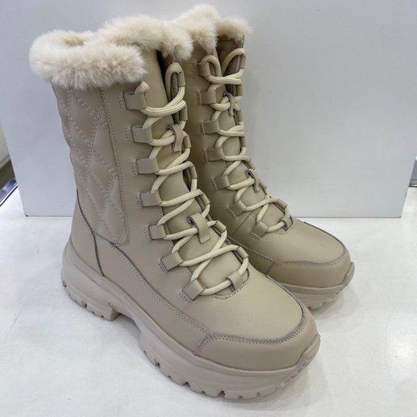 女性バンディング紐ファーカジュアルブーツ YADWBM612IV HSPD4A GN