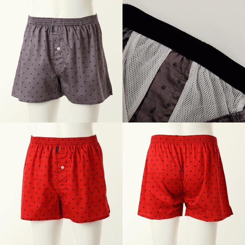 2枚入り男性綿80番手スクエア捺染マジックトランクスの中にメッシュ網トランクス2SET VMP1952MSG