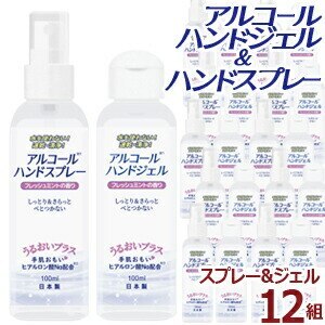 12本2セットアルコール ハンドジェル 100ml＆アルコール ハンドスプレー 携帯用 100ml