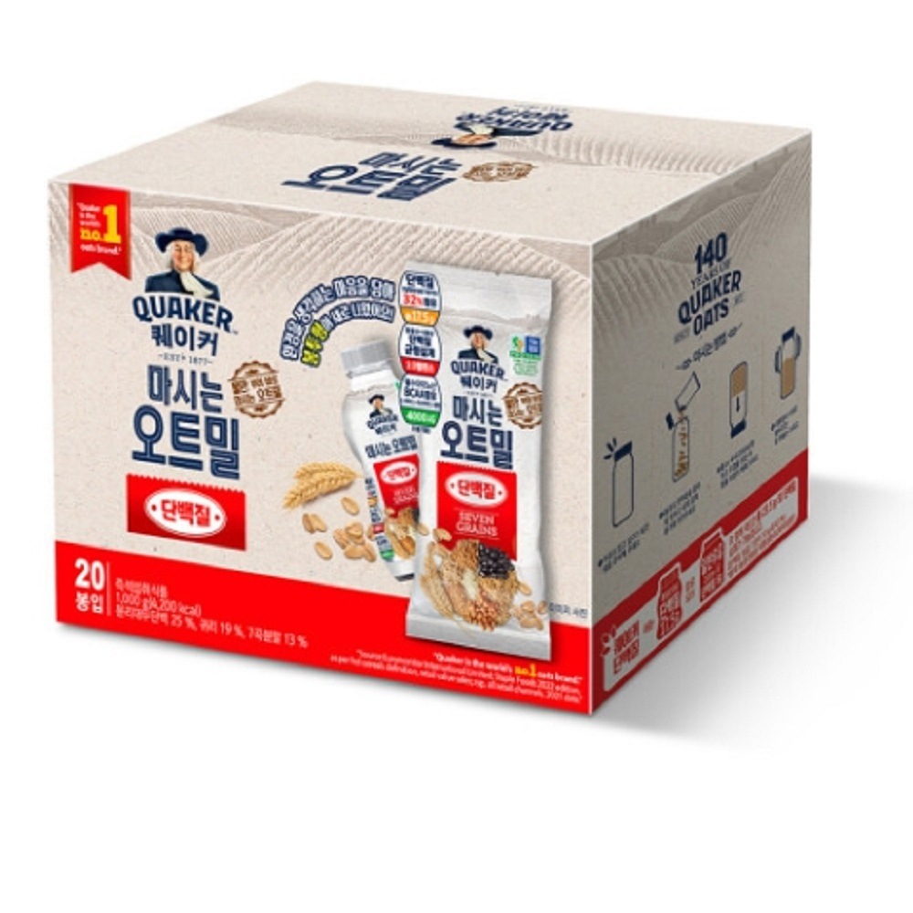 韓国-KMEAL-クエーカー飲むオートミールタンパク質20パックオーツ麦(オート)7曲粉末炒めた玄米粉態炒めたアーモンド粉末炒めたきな粉