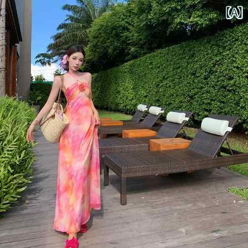 ワンピース リゾート レディース 大人 夏 ホリデー サスペンダー ドレス 女性 サスペンダー ドレス カラー ロング スカート きれいめ おしゃれ