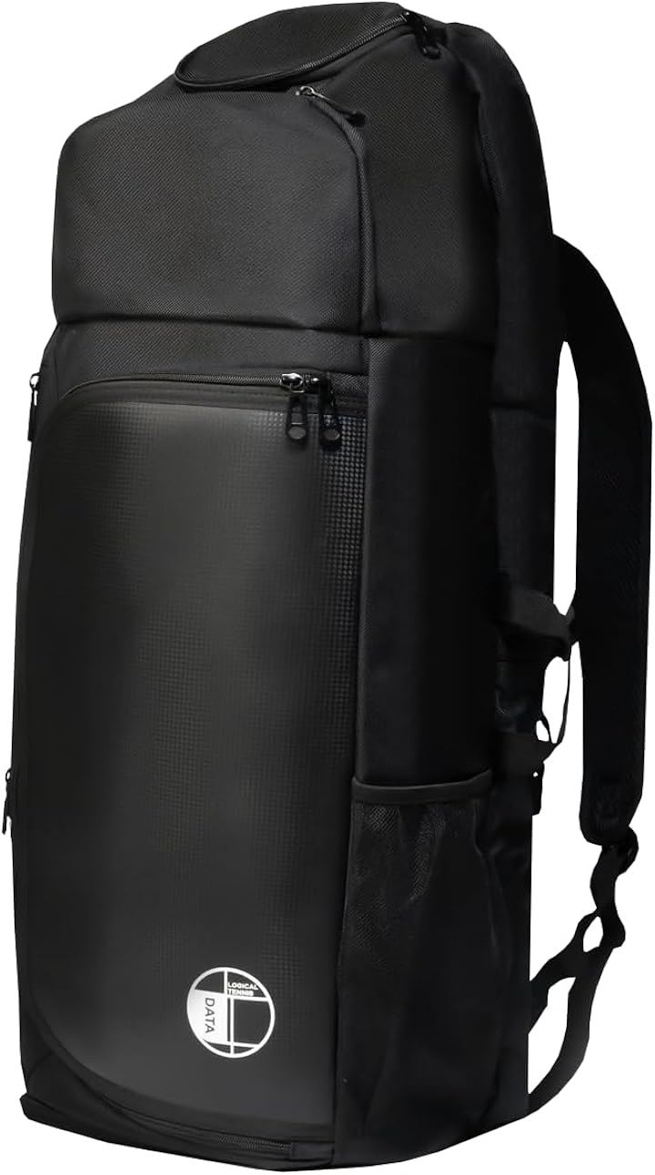ラケットバッグ テニス バックパック リュックサック テニスバッグ 2本 シューズ 2足 収納 (Black, ワンサイズ)