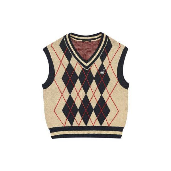 チョッキ CQK KPFW-KN18770NV ウーマンズ アーガイル ニット ベスト 1877 ネイビー