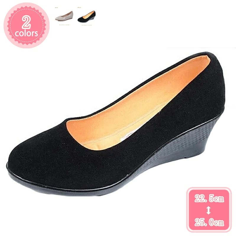 777円OFFクーポン パンプス 黒 走れるパンプス ウェッジソール ラウンドトゥ ウェッジパンプス 歩きやすい ウェッジヒール6cm 痛くない スエード フォーマル オフィスリクルートパンプス ロー
