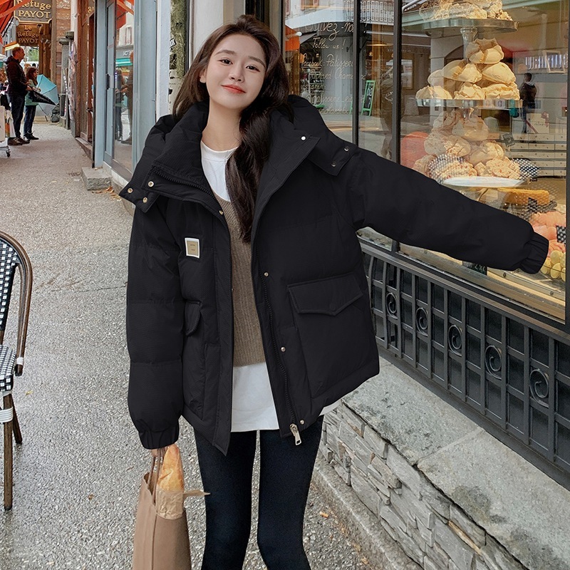 カジュアルダウンジャケット女性ショート2024冬新しい韓国の緩い肥厚ホワイトダックダウンジャケット