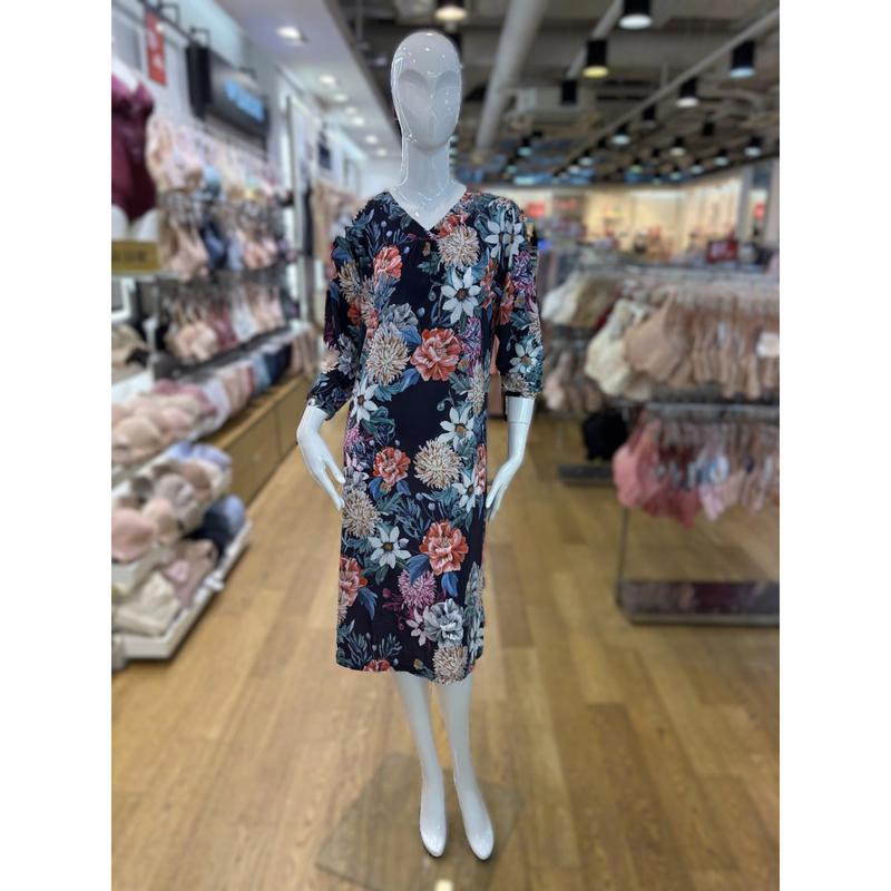 [坡州店] [] ナイロンストレッチ フラワープリント ホームウェアワンピース (NB) WGN340W