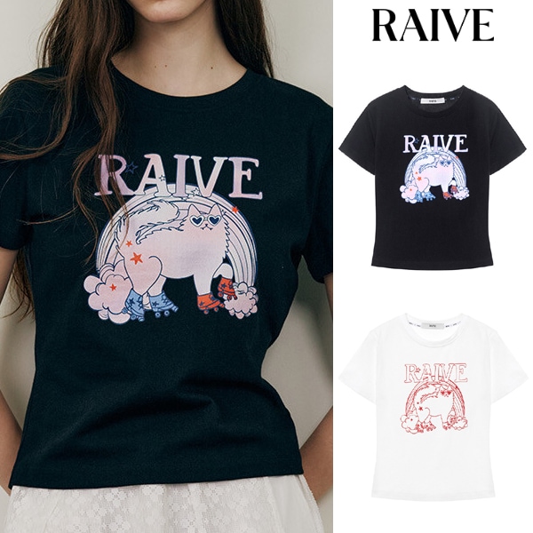 ローラー キャット グラフィック 半袖 Tシャツ_2色