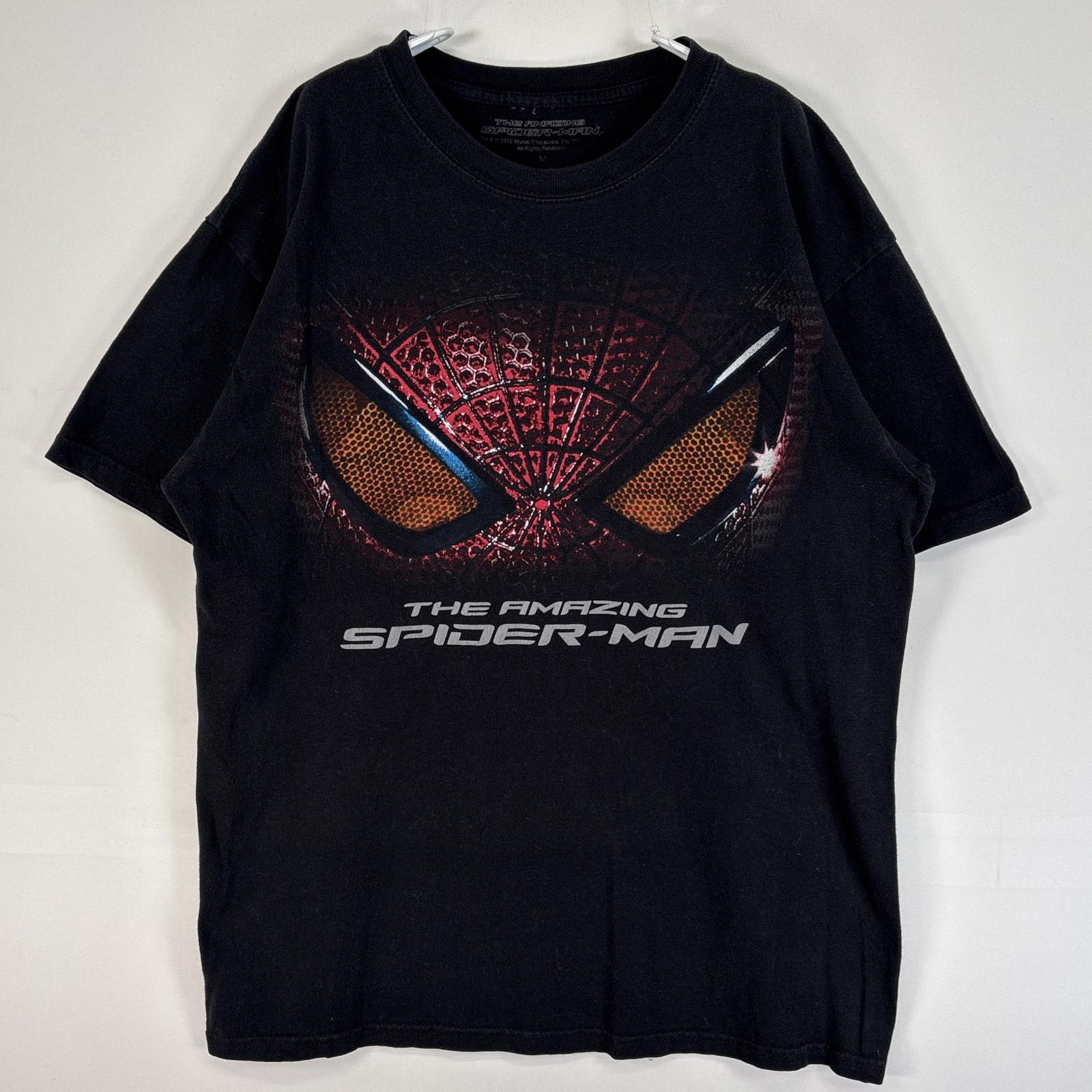 古着 アメイジング・スパイダーマン 半袖Tシャツ マーベル アメコミ ムービー 肉厚 M ブラック 無地 メンズ