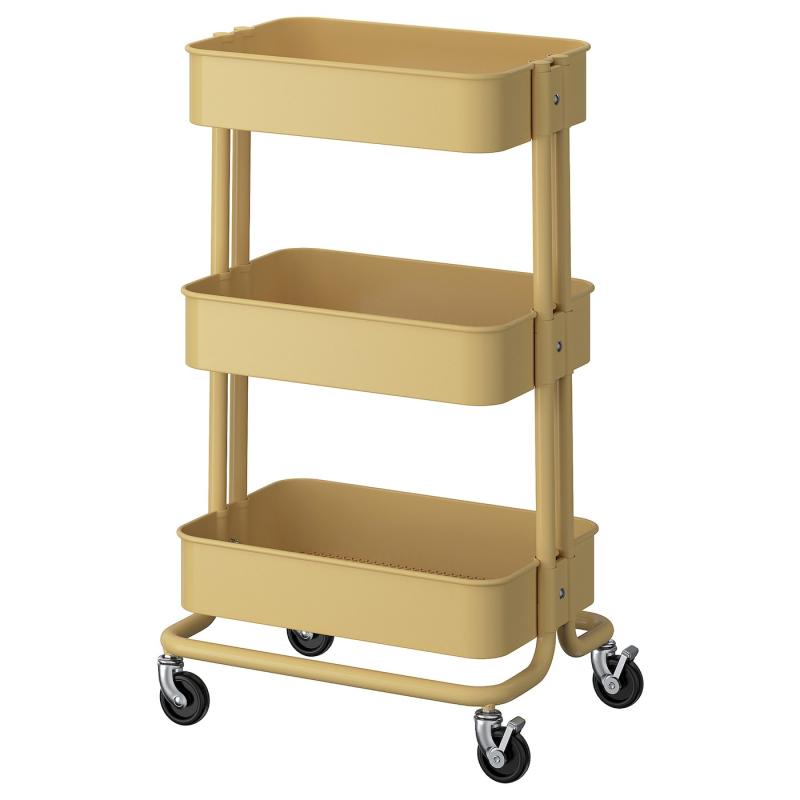 RASKOG ロースコグ ワゴン - ベージュイエロー 35x45x77 cm