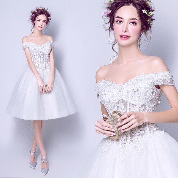 ミニドレス 白 安い 結婚式 二次会 ウェディングミニドレス 花嫁 ウェディングドレス 披露宴 プリンセス パーティードレス ミニ 発表会 コンサート 演奏会
