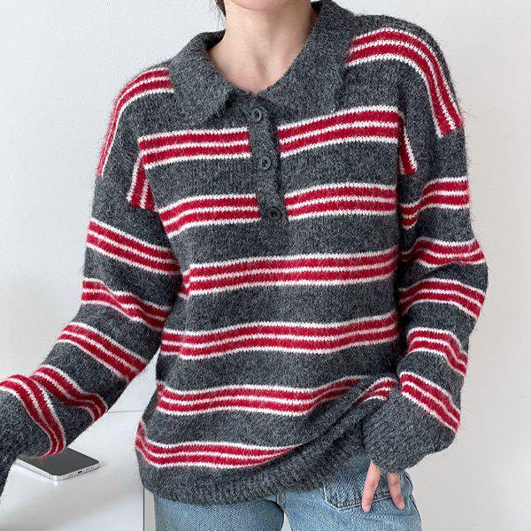 Hスタイル(KN)セル単価柄ニットティー 秋 冬 ニットTシャツ ラウンドセーター 長袖