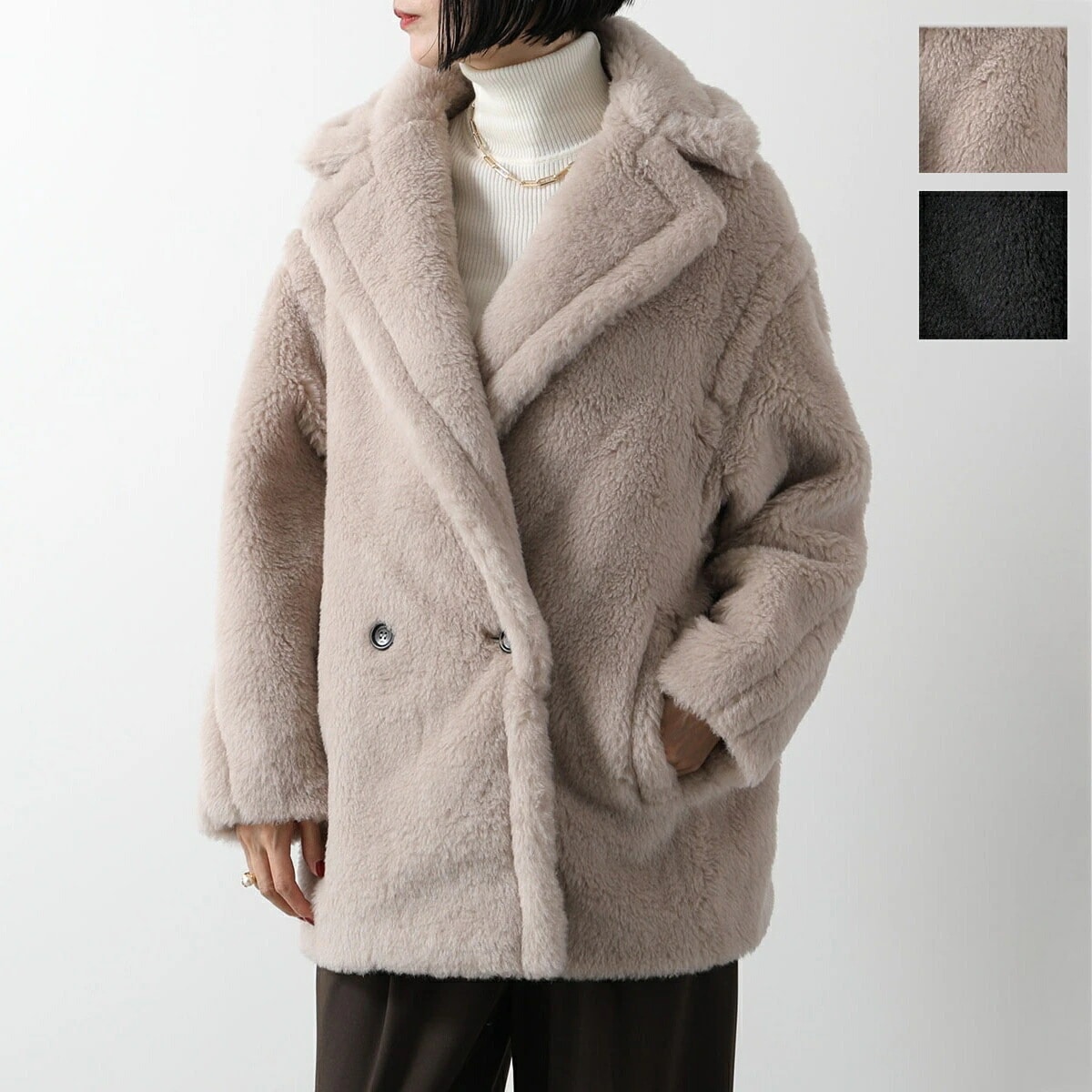 MAX MARA マックスマーラ テディジャケット OLGA オルガ レディース テディベア ショートコート アルパカ ウール シルク ファー ボア カラー2色