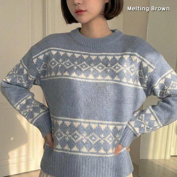 女性ルーズフィットラウンドネックニットセーターPR26