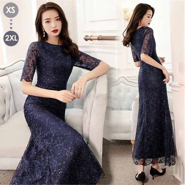 ドレス 大人 ピアノ 発表会 ロングドレス マーメイドライン 演奏会 結婚式 母親 パーティードレス ワンピース フォーマルドレス イブニングドレス 30代 40代 50代 大きめ 大人 レース 袖あ