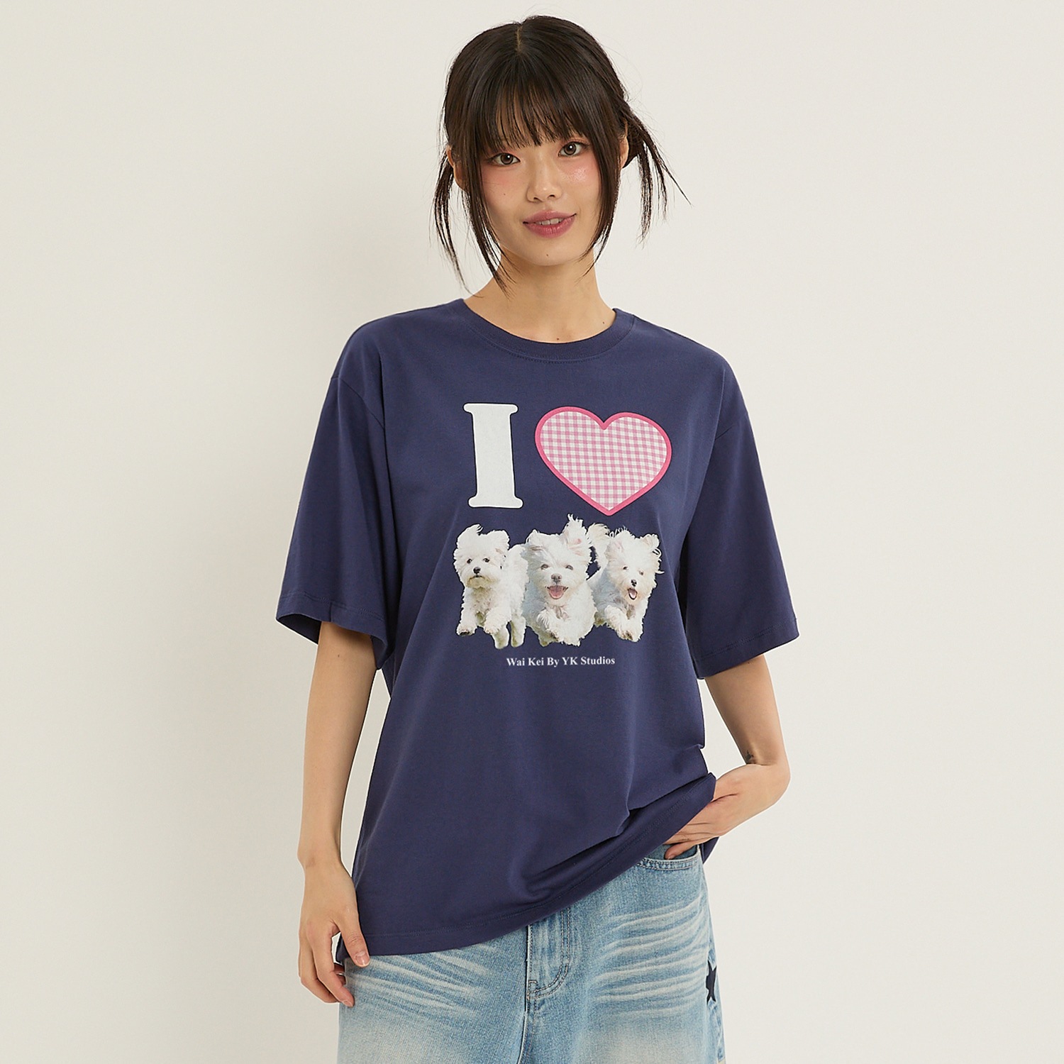 I LOVE Maltese Half Sleeve T-shirt NAVY