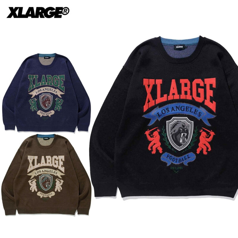 エクストララージ EMBLEM LOGO CREWNECK KNIT クルーネックセーター /トップス メンズ[AA]