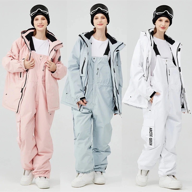 スノーボードウェア レディース メンズ 上下セット セットアップ スキーウェア スノボウェア ジャケット ビブパンツ 防寒 保温 防雪 韓国風 10000mm