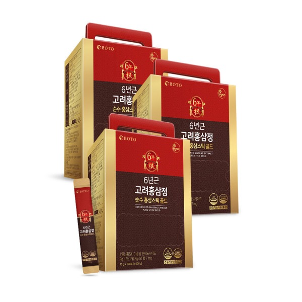 6年根 高麗 紅参井 純粋 紅参スティック ゴールド 100包 3ボックス 14,059円