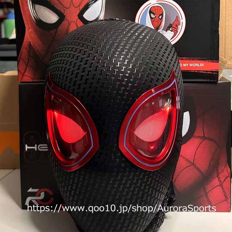 Marvel スパイダーマン コスプレ 電動ヘルメット 目は動く 指輪リモコン