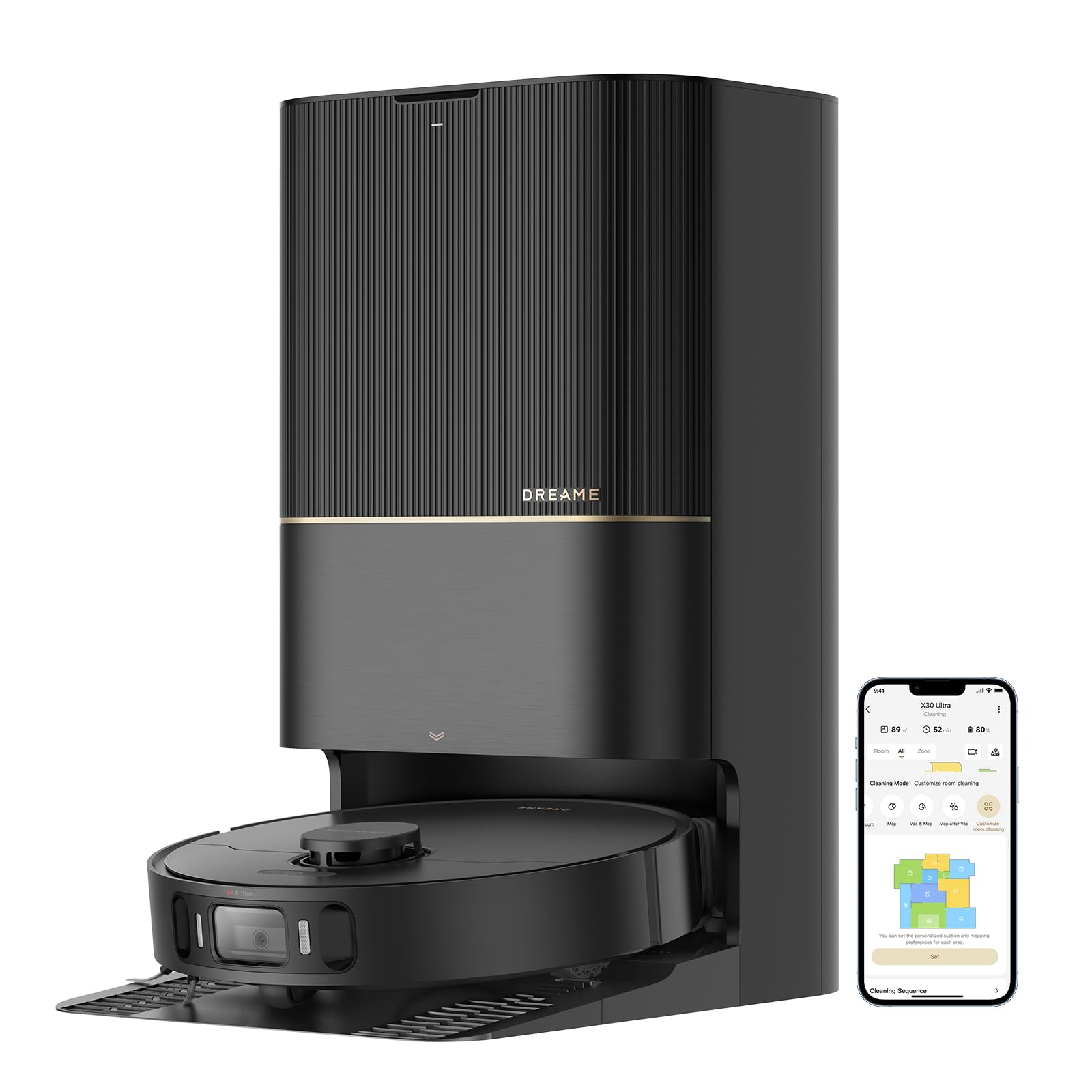Dreame (ドリーミー) X30 Ultra ロボット掃除機 ベースステーション自動洗浄 ゴミの自動収集 モップの60度温水自動洗浄 熱風モップ乾燥 洗剤の自動投入 水拭きへの給水 モップエクステ