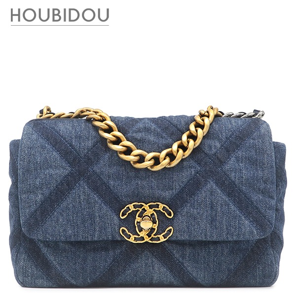 シャネル ショルダーバッグ CHANEL 19 デニム ブルー ゴールド金具 デニム チェーンショルダー AP0957 ランダムシリアル 【保存袋】【中古】