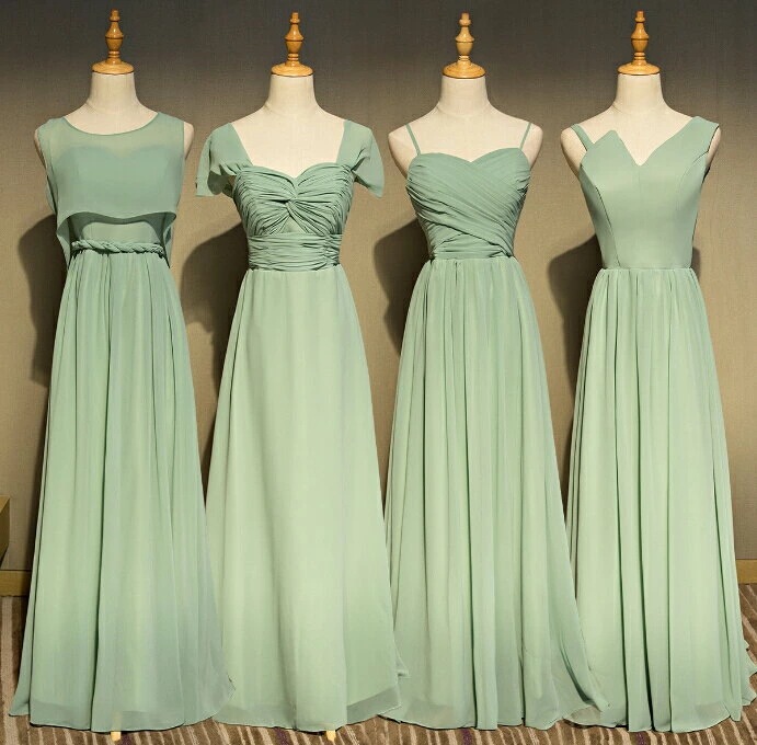 ブライズメイド ドレス ロング グリーン Aライン フレア マキシ丈 ゲストドレス フォーマルドレス 結婚式 お揃いドレス ブライダル LONG DRESS コーラス 4スタイル インフィニテ