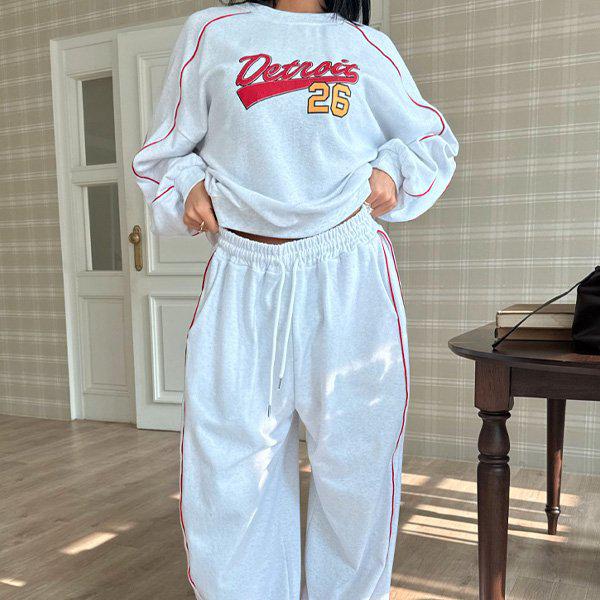 Hスタイル(SET)デトロイトセット 春 ビッグサイズ 女性 トレーニングウェアセット スウェットセット パンツセットアップ ホームウェア