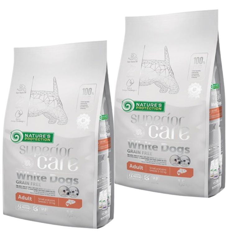 2個セット ネイチャーズプロテクション ホワイトドッグ サーモン アダルト 1.5kg小粒 ドッグフード 白毛種 ホワイトコート 子犬 無添加 涙やけ対策 8,132円
