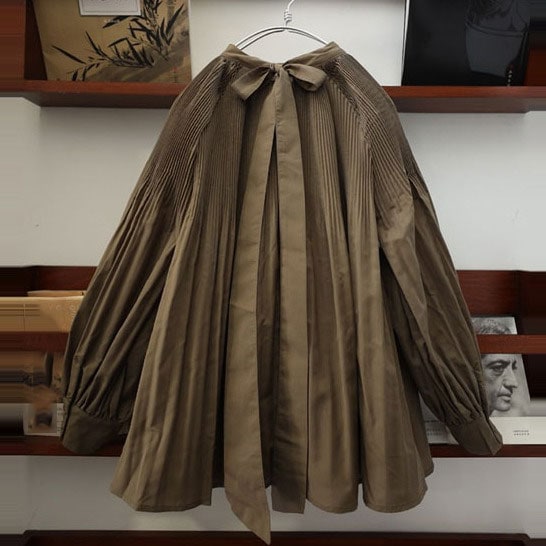 【SNS大人気アイテム登場】 ギャザー 無地 リボンリボン 長袖 ファッション 個性的なデザイン シャツ