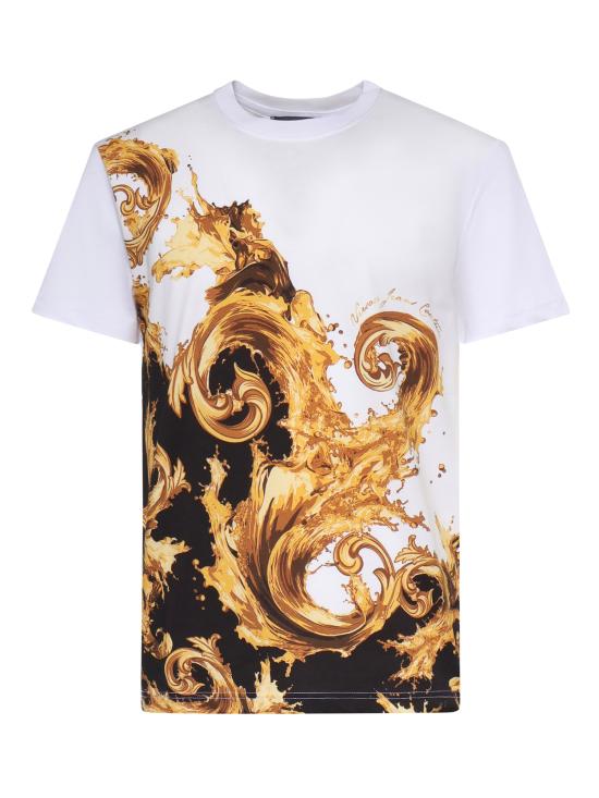 VERSACE Men T-Shirts 80GAH6SB JS541GL2 WHITE BLACK GOLD