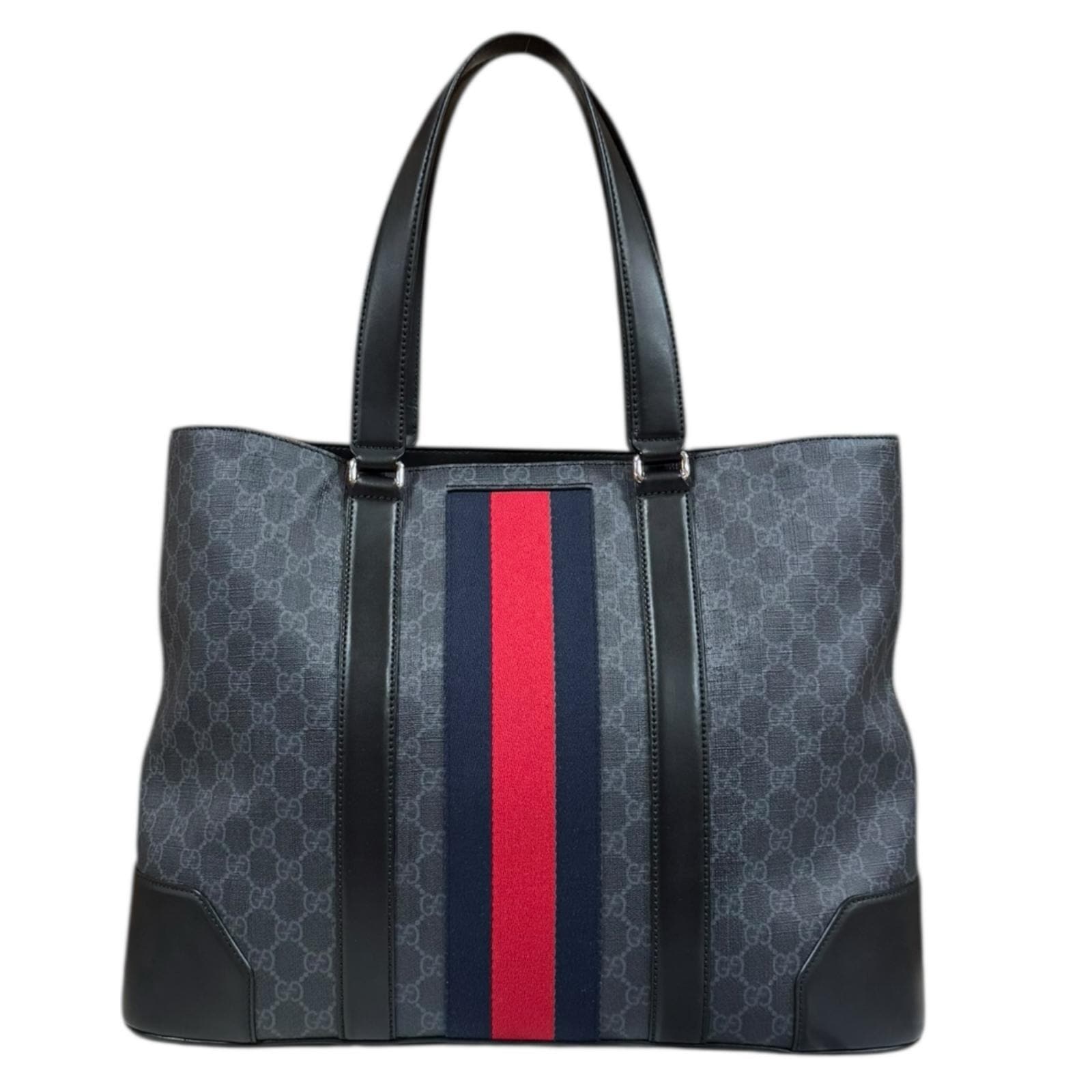 グッチ シェリー トートバッグ GGスプリームキャンバス 495560 ブラック GUCCI 中古