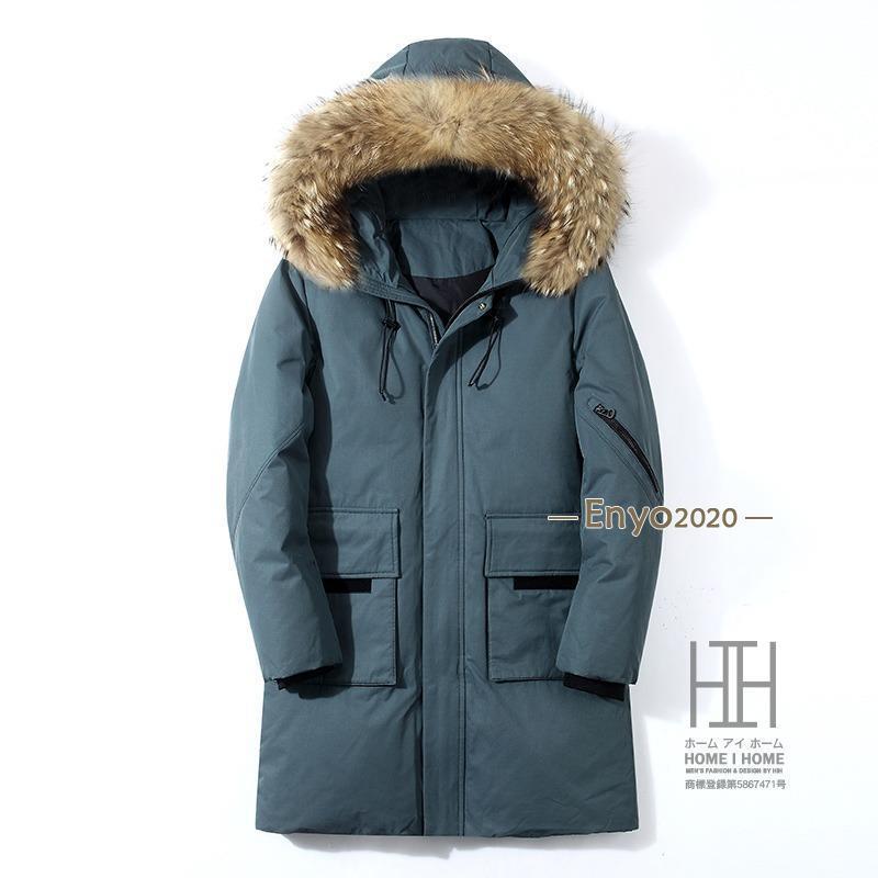 ダウンジャケッSHJIANト メンズ 大きい 大きめポケット フード付き ミドル丈 防風 暖かい シンプル 防寒 ブルゾン カジュアル アウトドア ジャンパー 防寒着