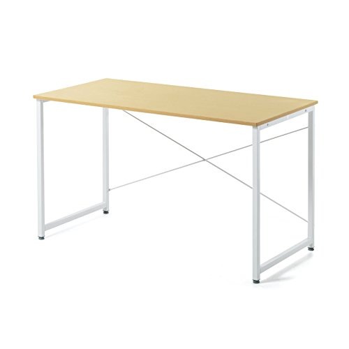 サンワダイレクト パソコンデスク 幅120奥行60cm モニターアーム対応 机 PCデスク 組立簡単 ライトブラウン 100-DESKF004LBR