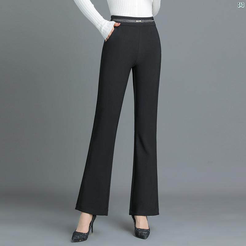 レディース　ファッション　オシャレ　シンプル スリット マイクロフレア パンツ 春秋 パンツ ハイウエスト スリム プロ スーツ ストレッチ フレアパンツ