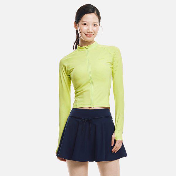 [] ウーマン エッセンシャル クロップ ジップアップ ラッシュガード ライム (B6SWWCZ001LIM)