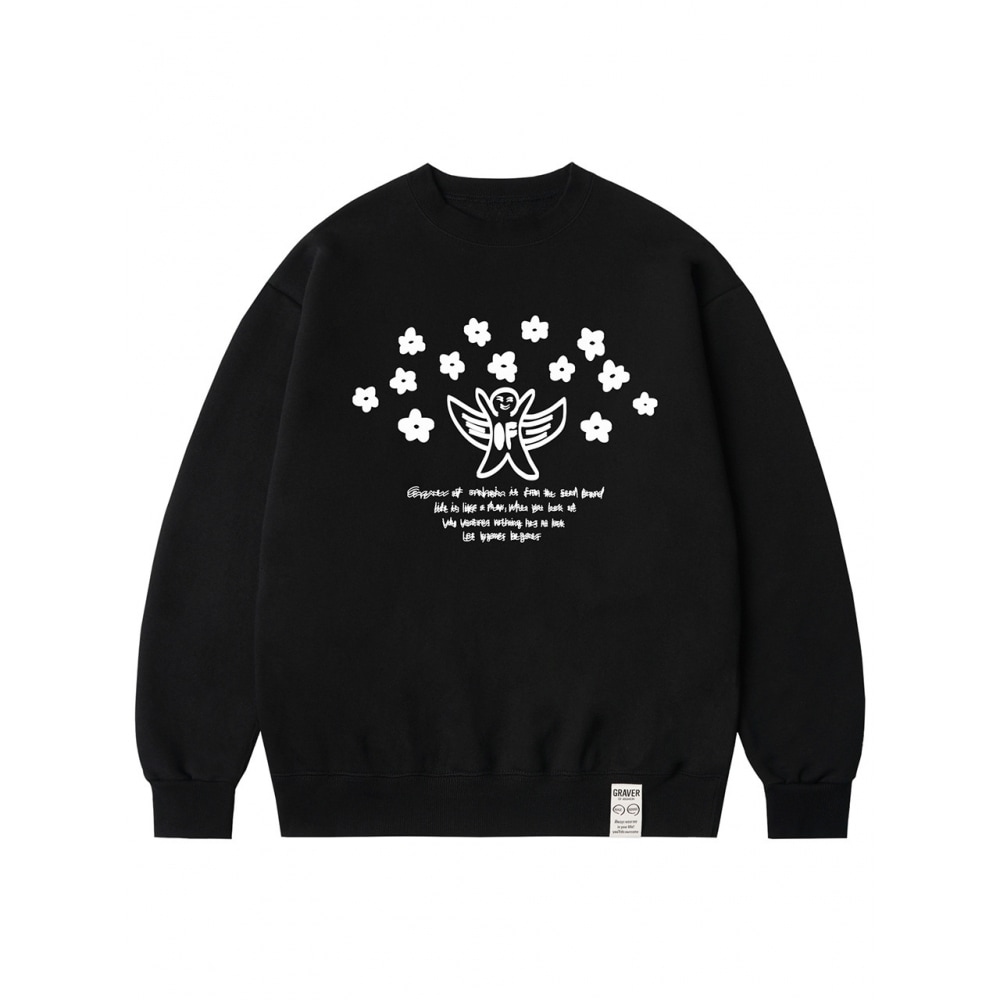 グレイバーオブエンジェルフラワースウェットシャツブラック