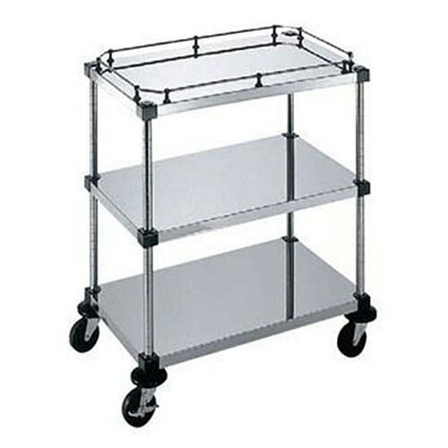 本間冬治工業 弁慶シェルフワゴン 3段 上段ボード棚ガード付/中下段ボード棚 610x760xH827mm 6-3-GB-2B-7 47,179円