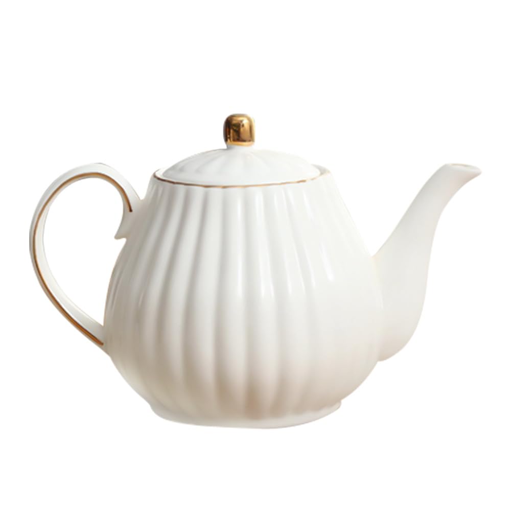 OUNONA 紅茶ポット 陶器 コーヒー ティーポット 耐熱 北欧 おしゃれ 白 約800ml 大容量 急須 セラミック茶器 アフタヌーンティー レストラン オフィス 家庭用 業務用