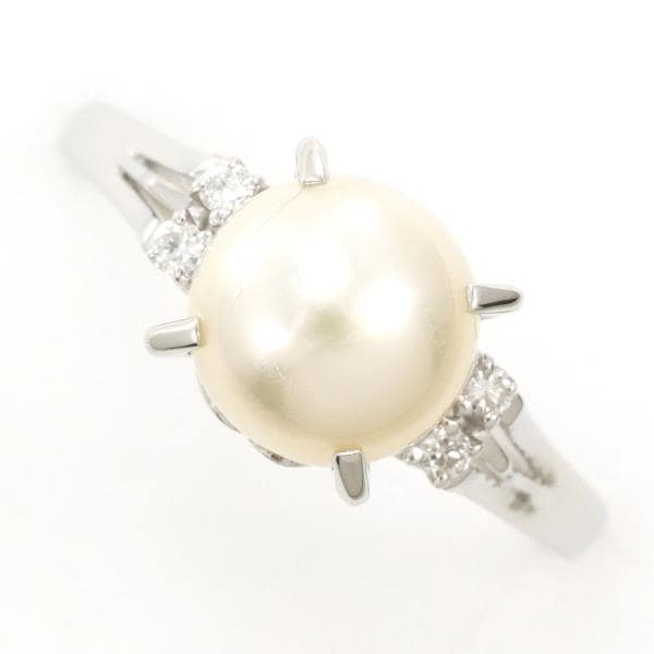 PT900 プラチナ リング 指輪 19号 パール 約9mm ダイヤ 0.08 ジュエリー 中古