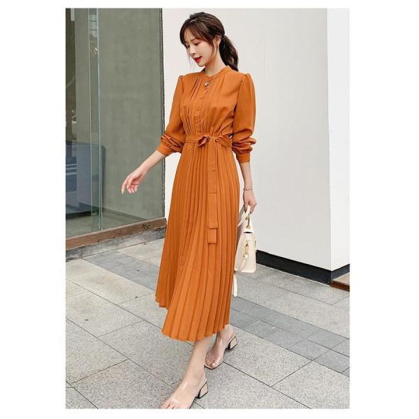 長袖ワンピース ワンピ 春 春服 春物 ワンピース 春 きれいめ レディース ワンピース シフォン 上品 韓国風 新作 着痩せ4色