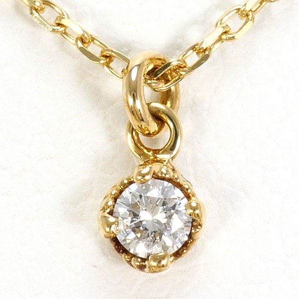 アガット K14YG ネックレス ダイヤ 0.05 約40cm ジュエリー 中古