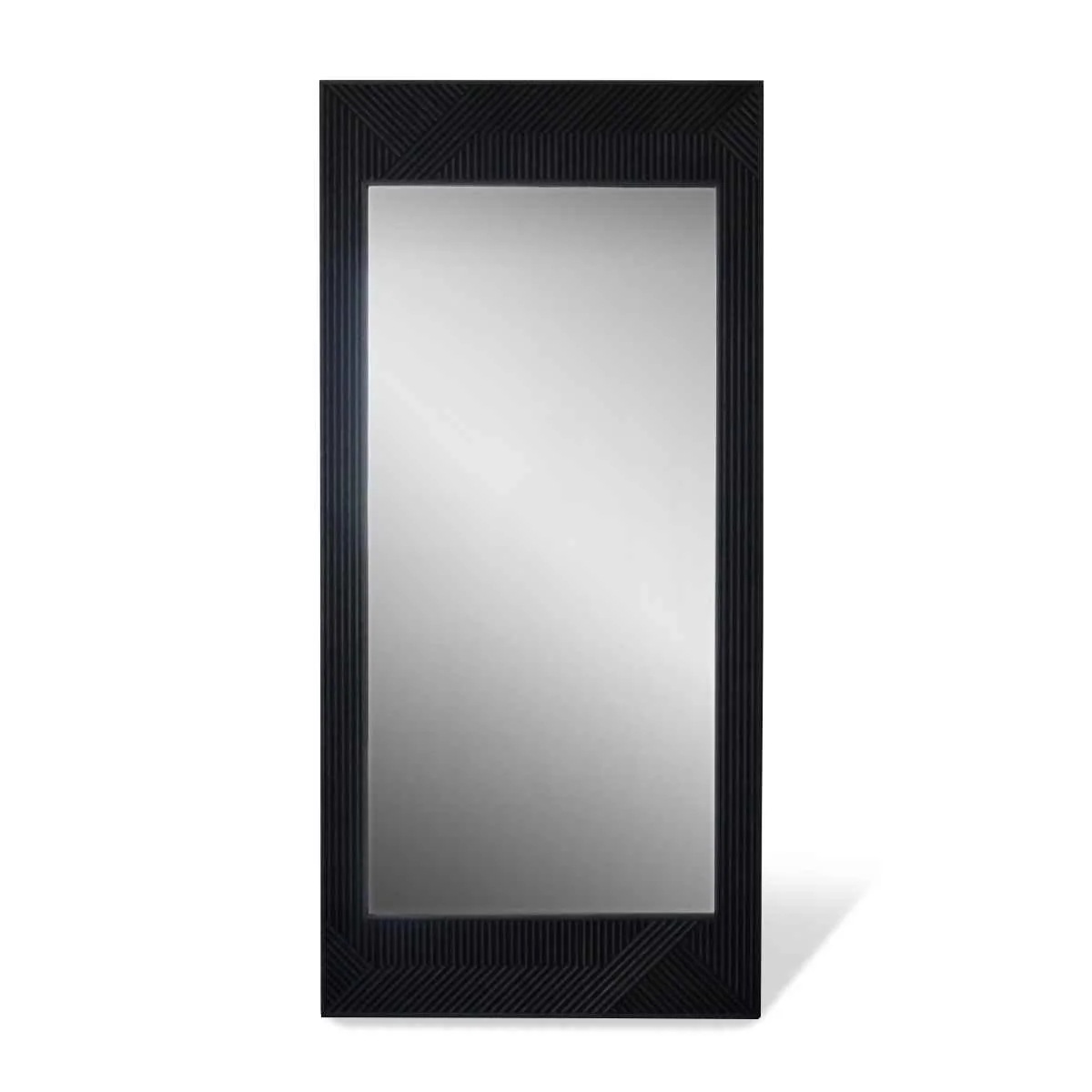立て掛けミラー 大型 溝彫りデザイン HAS 幅85cm ハス ミラー 鏡 かがみ 大きめ 大きい 立てかけ 立掛け 全身 姿見 玄関 リビング クローゼット ブラック 黒 開梱設置