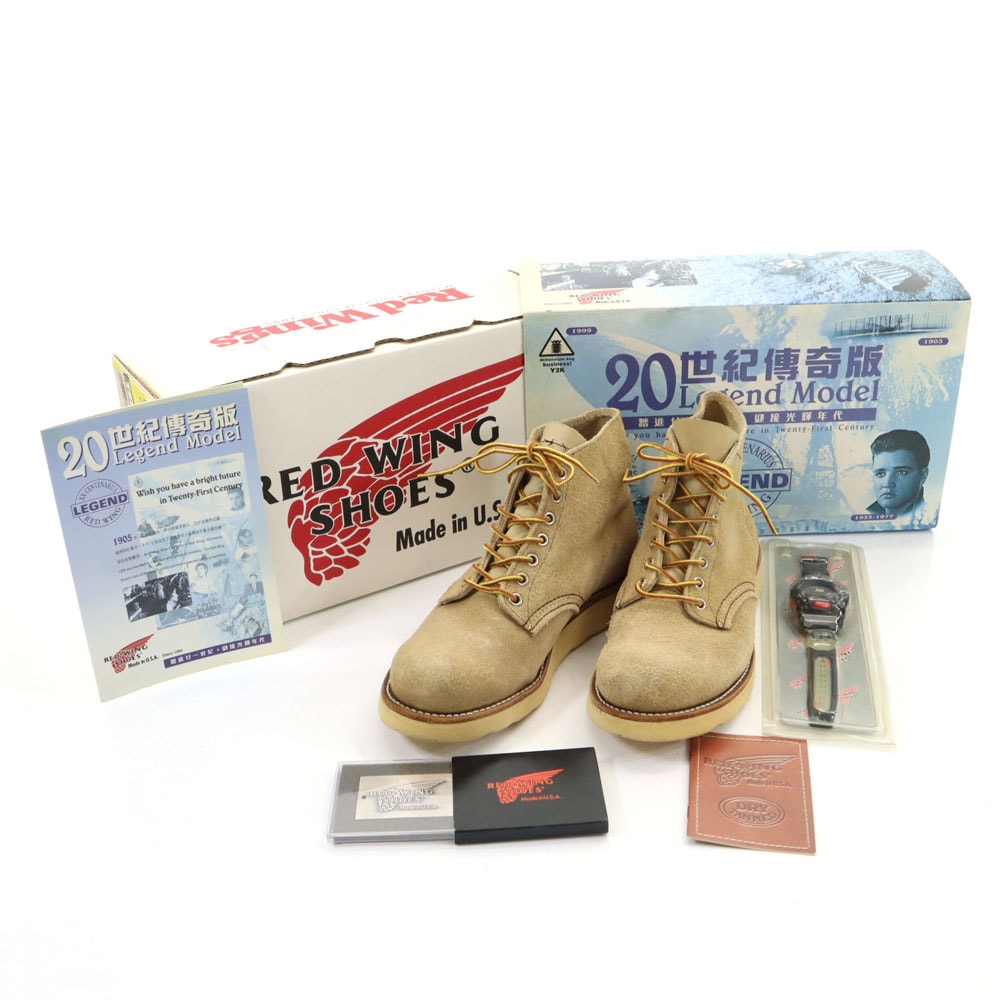 20世紀 Legend Model USA製 スエード ブーツ 7 E ベージュ 腕時計 プレート 箱付き メンズ 古着