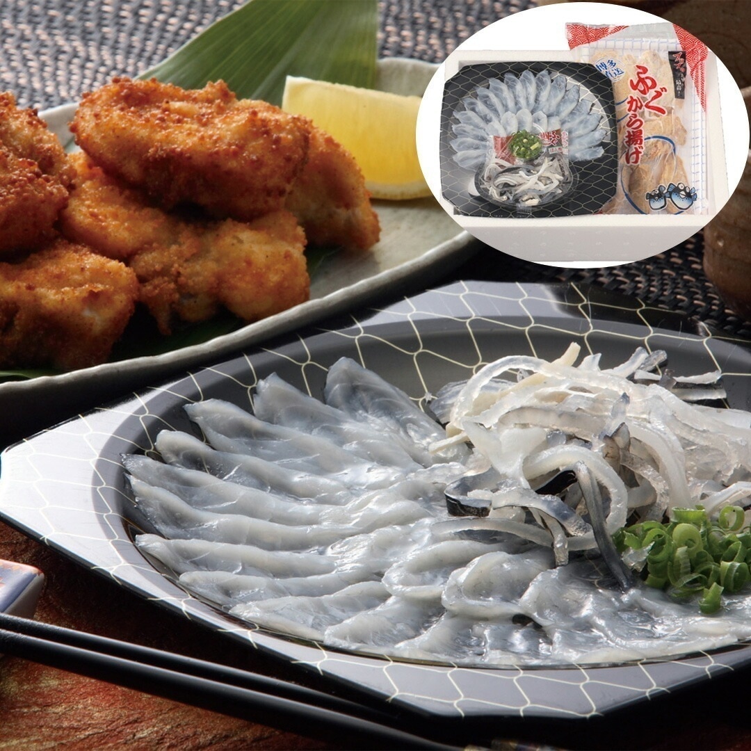 大分豊後とらふぐ刺身と玄界灘しろさばふぐ唐揚げ : ファースト