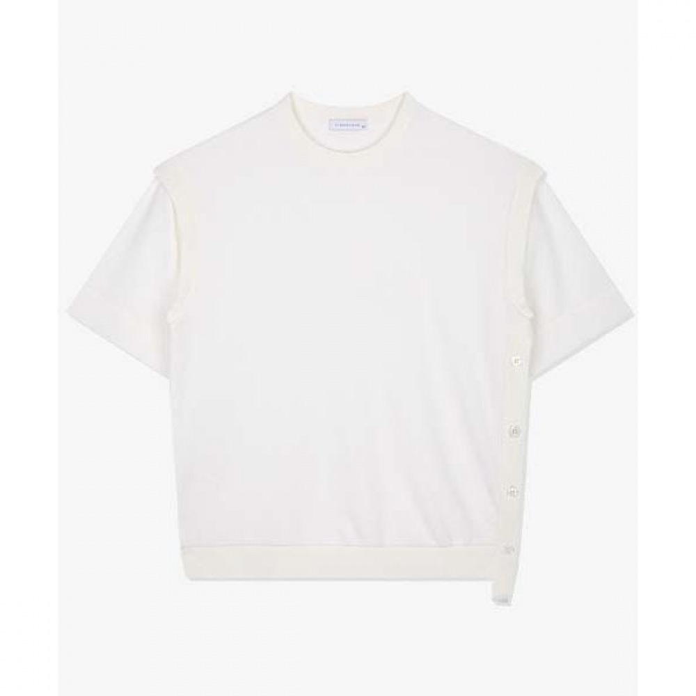 [リバークラッシュ] LKS41338アイボリーサイドインシジョンニットレイヤード半袖Tシャツ